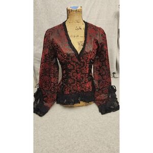 Living Dead Souls Jacket Womens Small Black Red Gothic Victorian Lace Corset Top